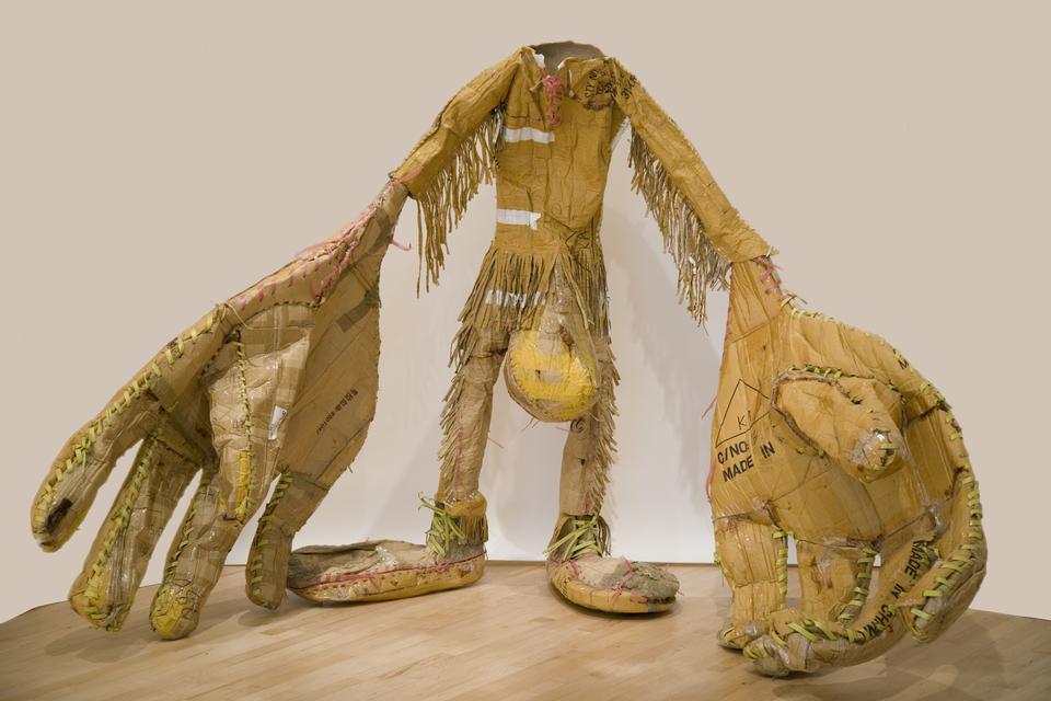 Tim Hawkinson, *Scout*, 2006–07. Cardboard, box strapping, and urethane foam, 69 1/2 x 103 x 68 inches.