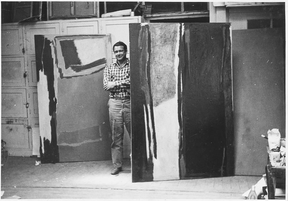 Frank Lobdell in his studio at the Académie Colarossi, Paris, 1951.