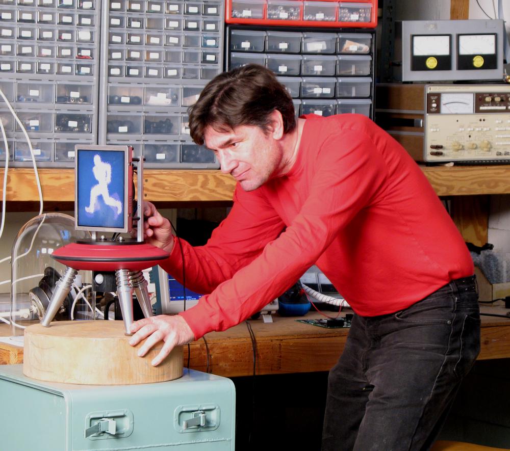 Rath working on a piece in his studio